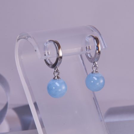 Aquamarin Ohrringe Kreolen mit Kugeln